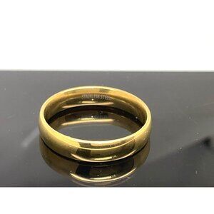 Men's Wedding Band Gold Tone Stainless Steel 5mm Ring Size 11.75